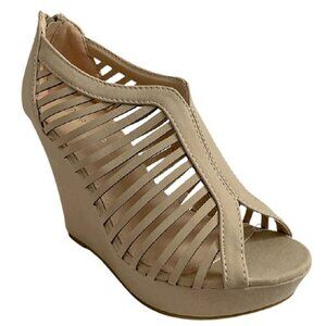 Top Moda Bird Cage Gladiator Wedge Heel Sandals Women's Open Toe Platform Shoes